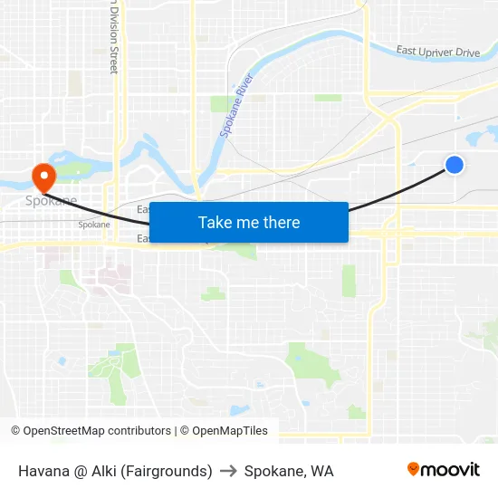 Havana @ Alki (Fairgrounds) to Spokane, WA map