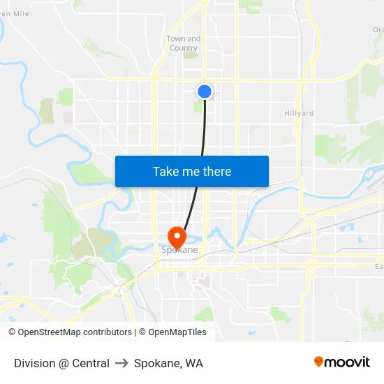 Division @ Central to Spokane, WA map