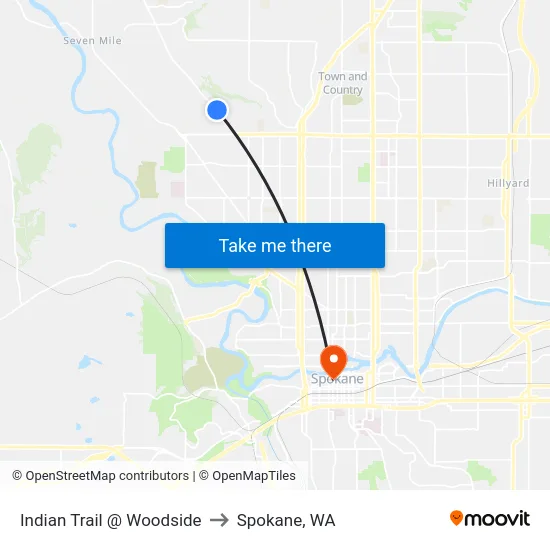Indian Trail @ Woodside to Spokane, WA map