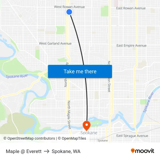 Maple @ Everett to Spokane, WA map
