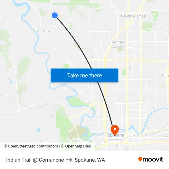 Indian Trail @ Comanche to Spokane, WA map