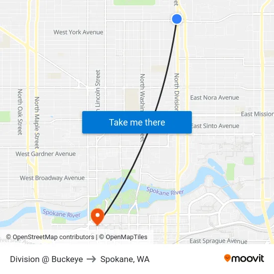 Division @ Buckeye to Spokane, WA map
