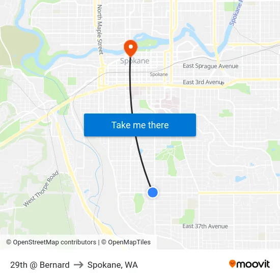 29th @ Bernard to Spokane, WA map