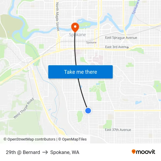 29th @ Bernard to Spokane, WA map