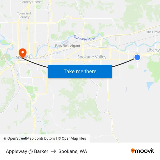 Appleway @ Barker to Spokane, WA map