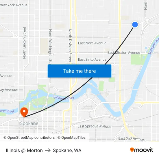 Illinois @ Morton to Spokane, WA map