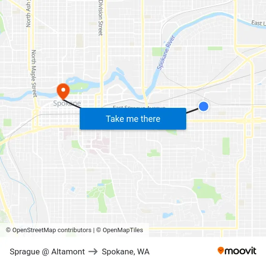Sprague @ Altamont to Spokane, WA map