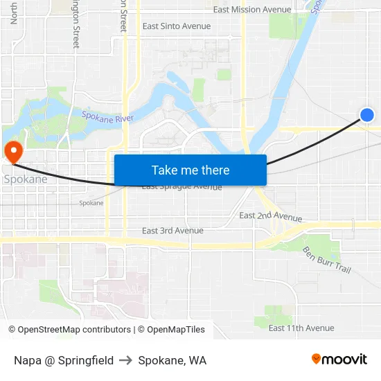 Napa @ Springfield to Spokane, WA map
