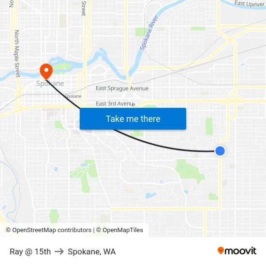 Ray @ 15th to Spokane, WA map