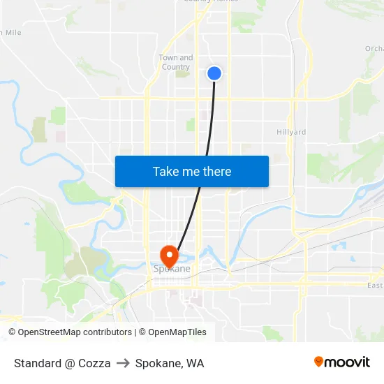 Standard @ Cozza to Spokane, WA map
