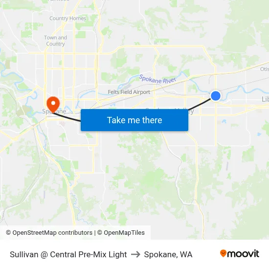 Sullivan @ Central Pre-Mix Light to Spokane, WA map