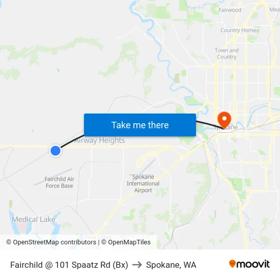 Fairchild @ 101 Spaatz Rd (Bx) to Spokane, WA map
