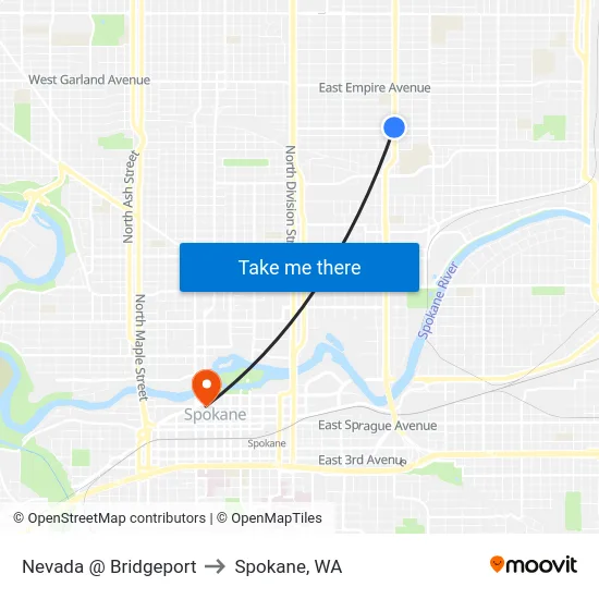 Nevada @ Bridgeport to Spokane, WA map