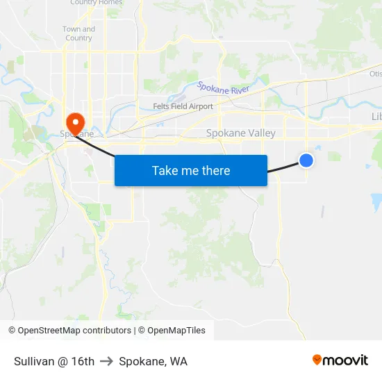 Sullivan @ 16th to Spokane, WA map