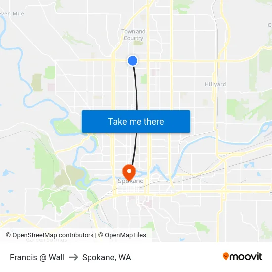 Francis @ Wall to Spokane, WA map