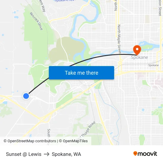 Sunset @ Lewis to Spokane, WA map