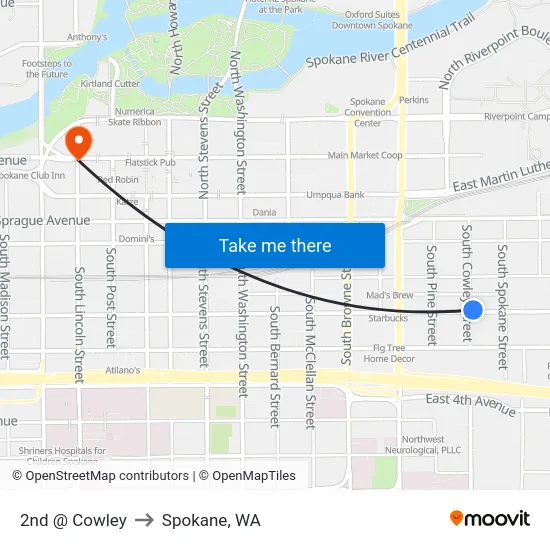 2nd @ Cowley to Spokane, WA map