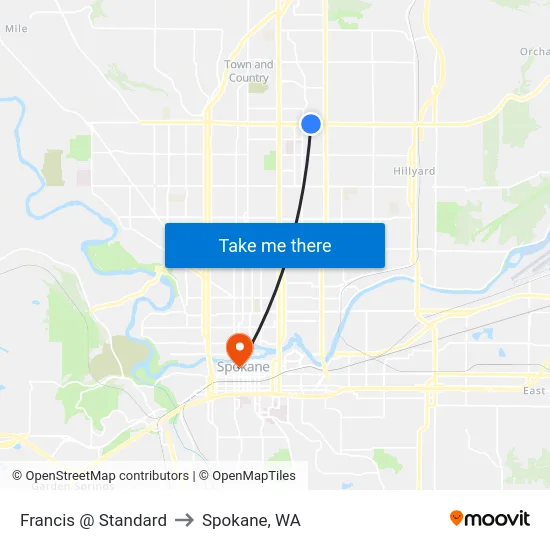 Francis @ Standard to Spokane, WA map