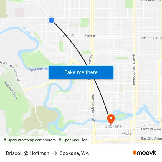 Driscoll @ Hoffman to Spokane, WA map