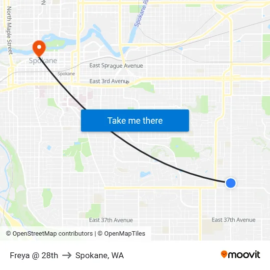 Freya @ 28th to Spokane, WA map