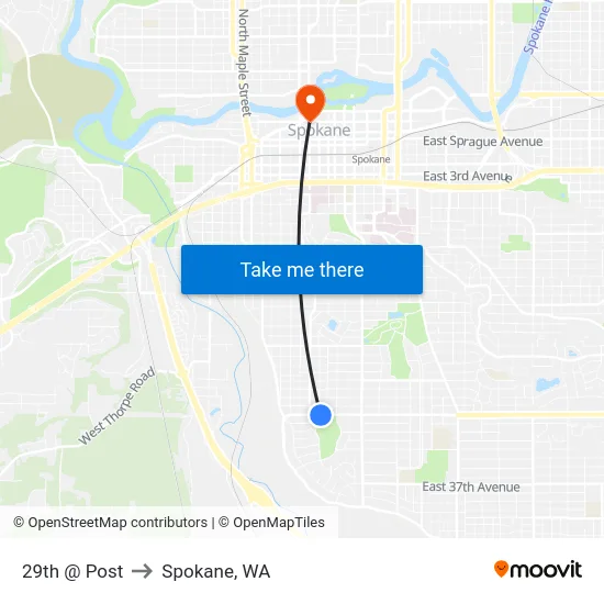 29th @ Post to Spokane, WA map