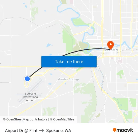 Airport Dr @ Flint to Spokane, WA map