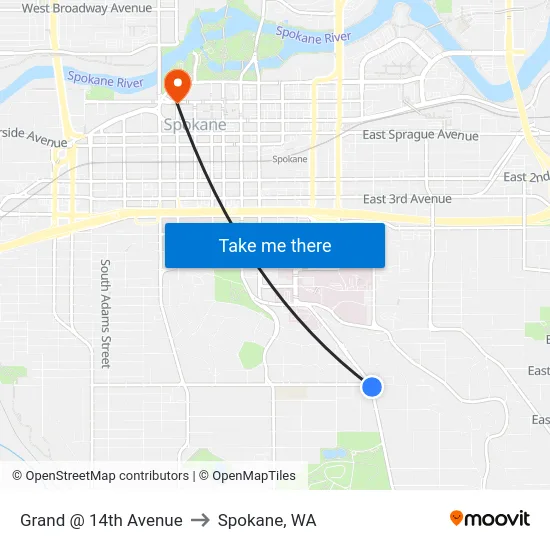 Grand @ 14th Avenue to Spokane, WA map