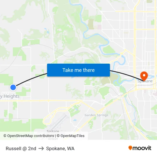 Russell @ 2nd to Spokane, WA map