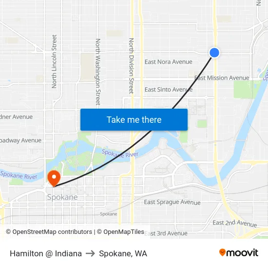Hamilton @ Indiana to Spokane, WA map