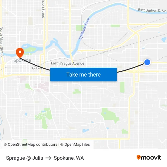 Sprague @ Julia to Spokane, WA map