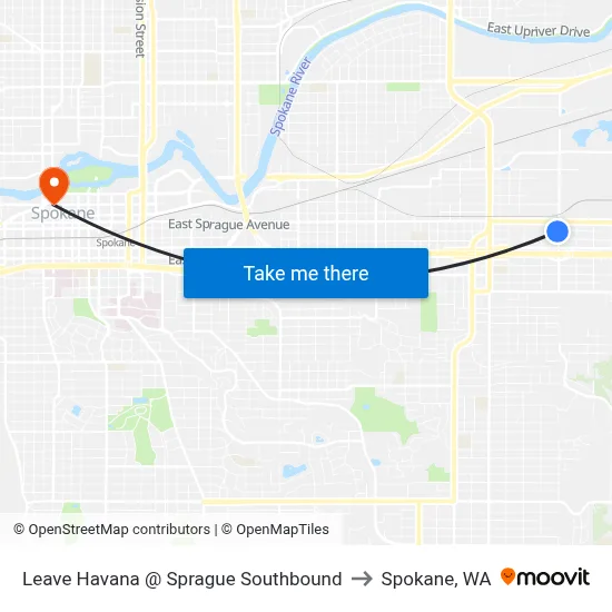 Leave Havana @ Sprague Southbound to Spokane, WA map