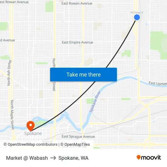 Market @ Wabash to Spokane, WA map