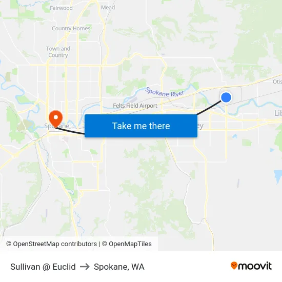 Sullivan @ Euclid to Spokane, WA map