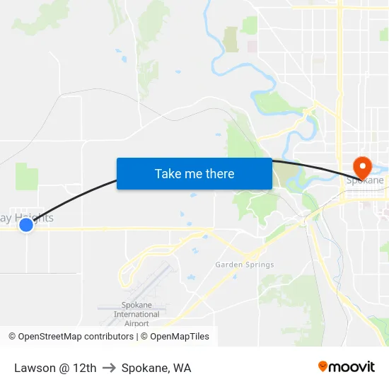 Lawson @ 12th to Spokane, WA map