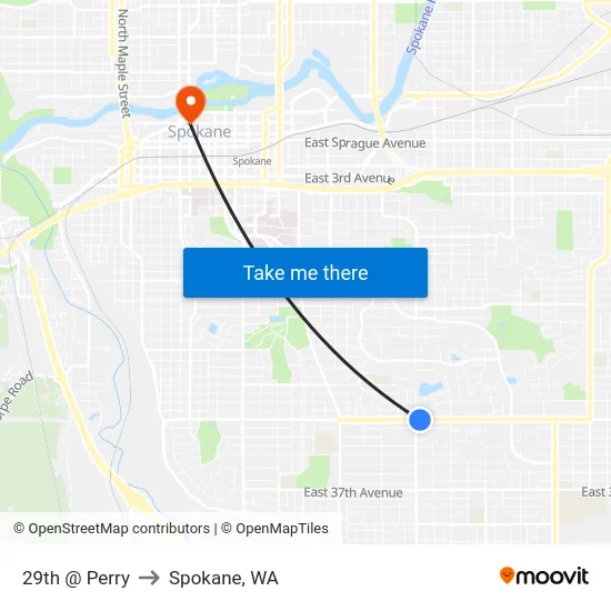 29th @ Perry to Spokane, WA map