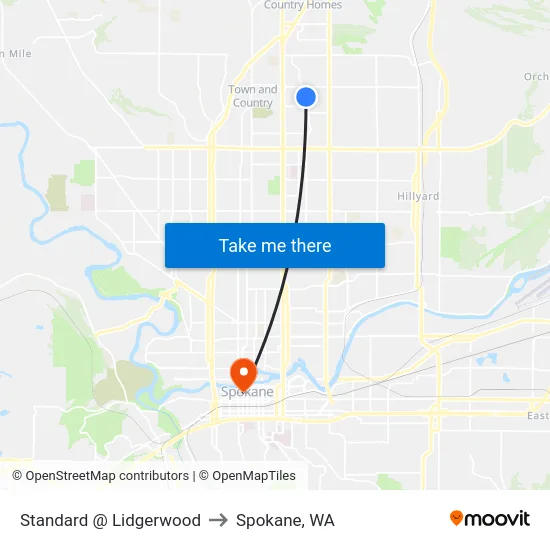 Standard @ Lidgerwood to Spokane, WA map