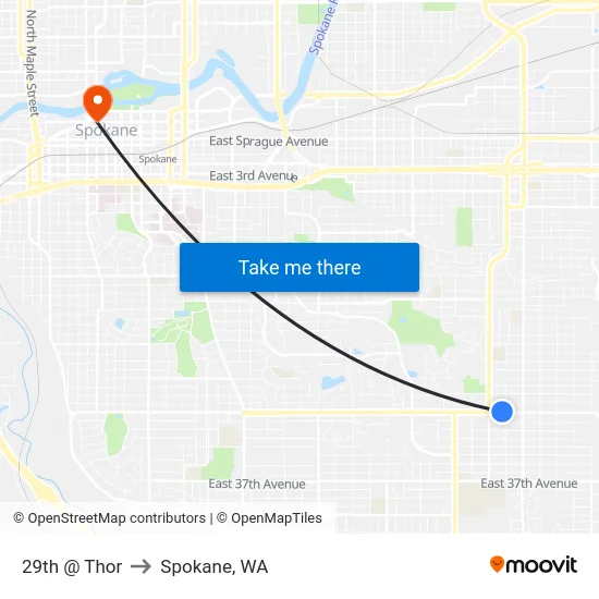 29th @ Thor to Spokane, WA map