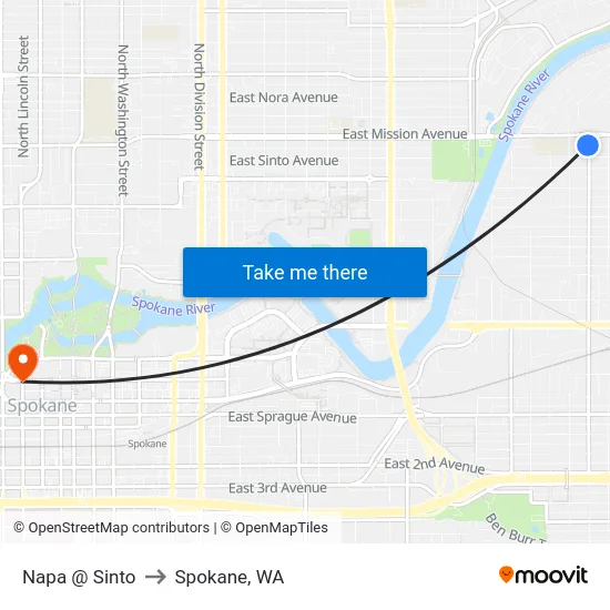 Napa @ Sinto to Spokane, WA map