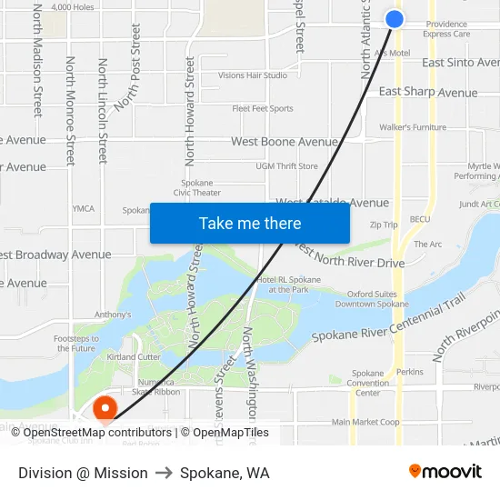 Division @ Mission to Spokane, WA map