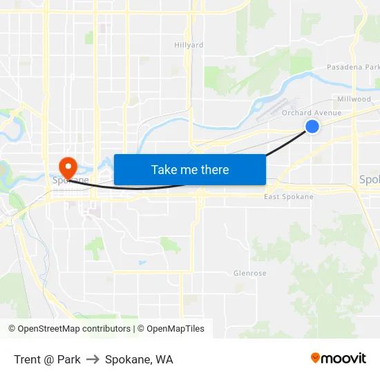 Trent @ Park to Spokane, WA map