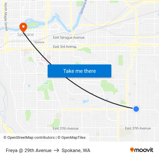 Freya @ 29th Avenue to Spokane, WA map