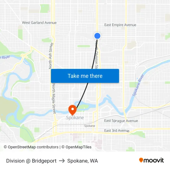 Division @ Bridgeport to Spokane, WA map