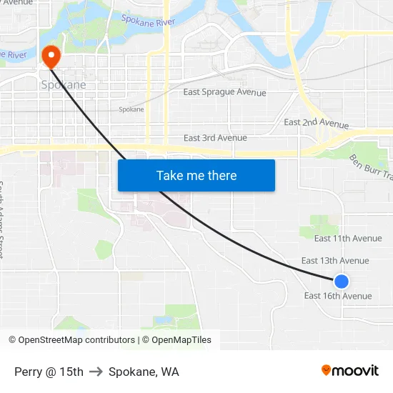 Perry @ 15th to Spokane, WA map
