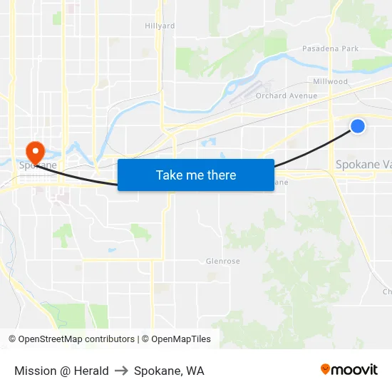 Mission @ Herald to Spokane, WA map