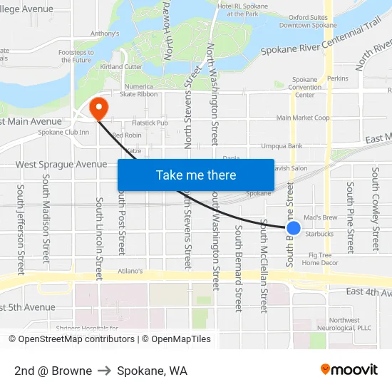 2nd @ Browne to Spokane, WA map
