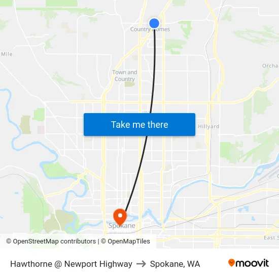 Hawthorne @ Newport Highway to Spokane, WA map