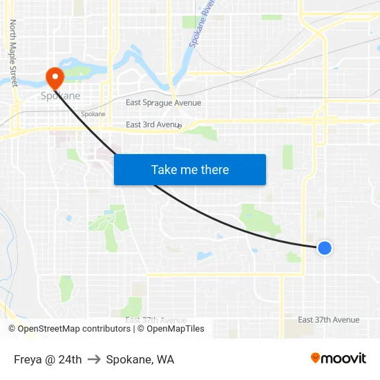 Freya @ 24th to Spokane, WA map