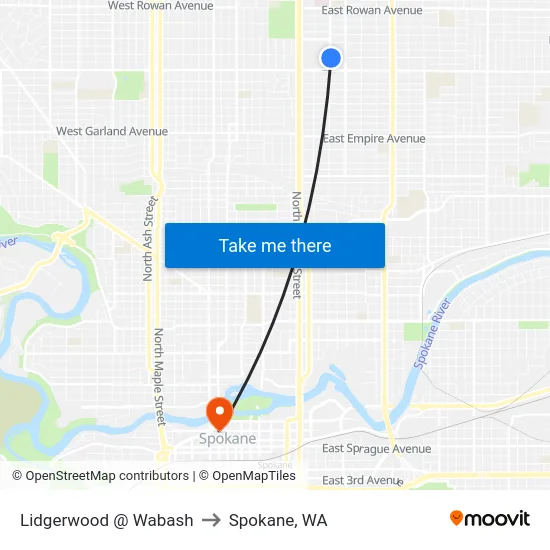 Lidgerwood @ Wabash to Spokane, WA map