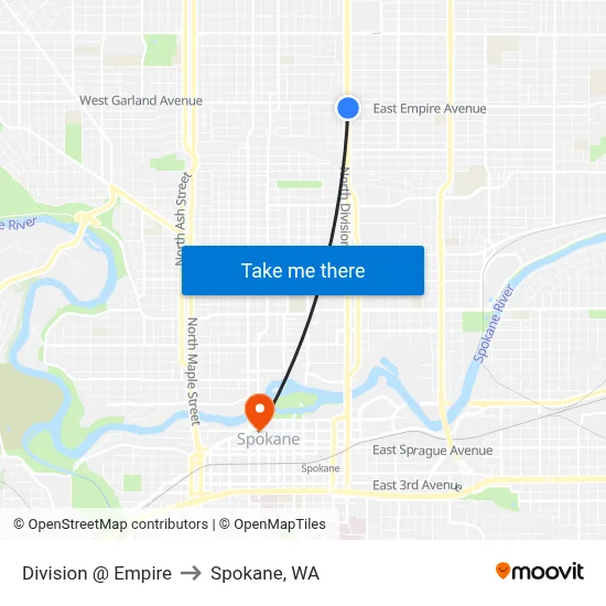 Division @ Empire to Spokane, WA map
