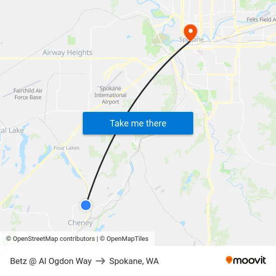 Betz @ Al Ogdon Way to Spokane, WA map